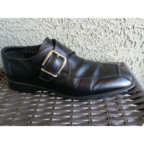 DONALD J PLINER Black Leather Monk Buckle‎ Strap Dress Shoes Men 8M